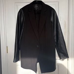 Blazer with Leather Sleeves